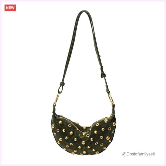 Handbags - Studded Hobo Bag Faux Suede Y2K Trendy Shoulder Crossbody Purse Adjustable Strap